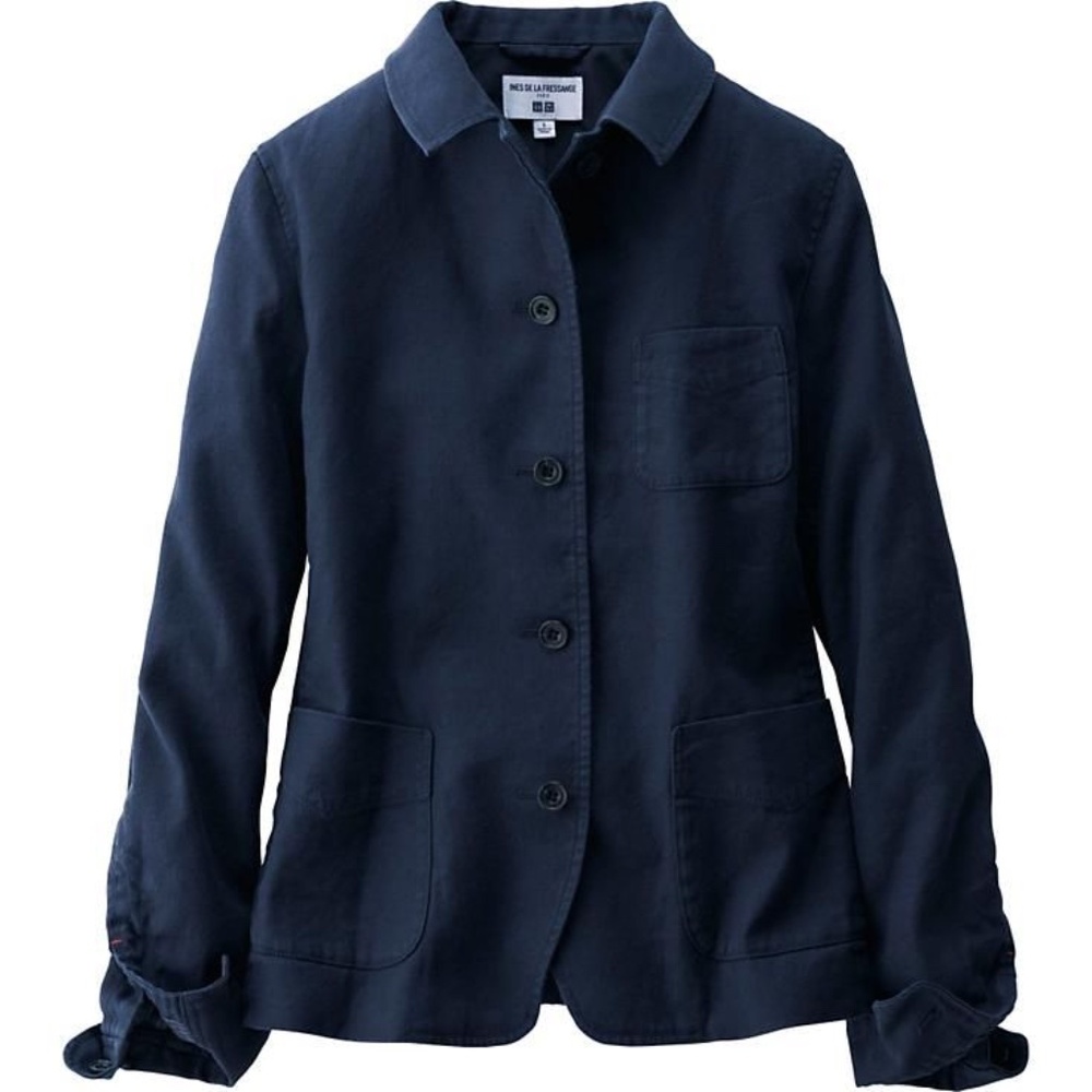 Uniqlo IDLF Linen Cotton Jacket Blazer Coverall Chore Jacket Blazer Size M navy
